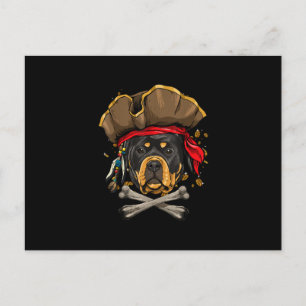 Rottweiler Pirate Dog Halloween Jolly Roger Gift . Postcard