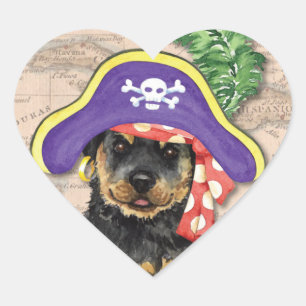Rottweiler Pirate Heart Sticker