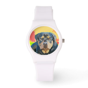 Rottweiler Portrait Digital Painting Watch