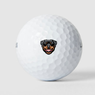 Rottweiler Portrait Drawing Golf Balls