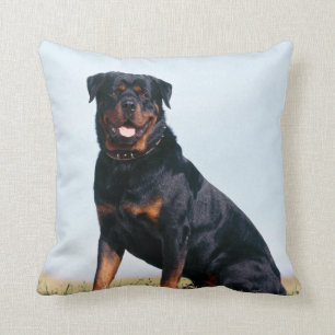Rottweiler Portrait Square Throw Pillow