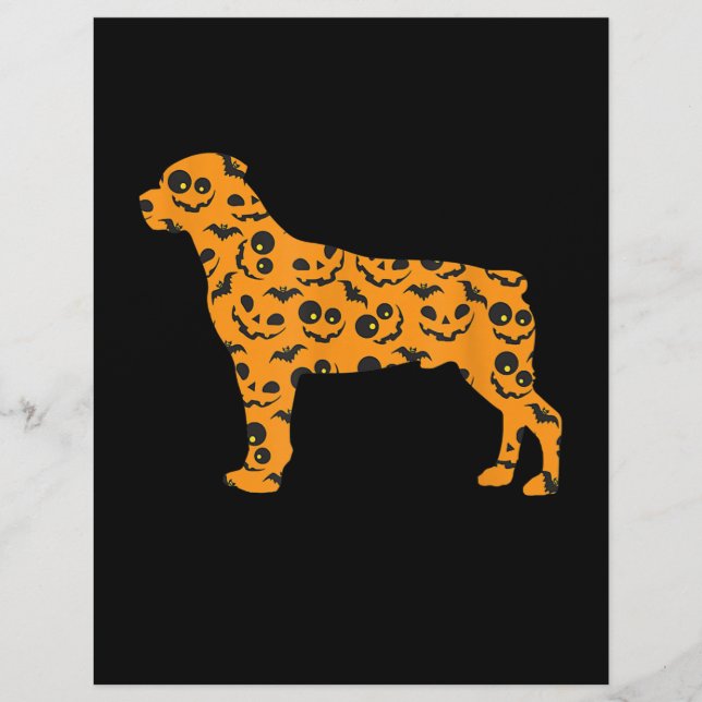 rottweiler pumpkin bat shape funny scary halloween custom letterhead (Front)