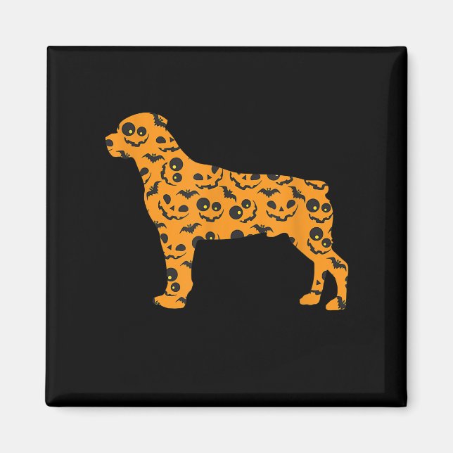 rottweiler pumpkin bat shape funny scary halloween magnet (Front)