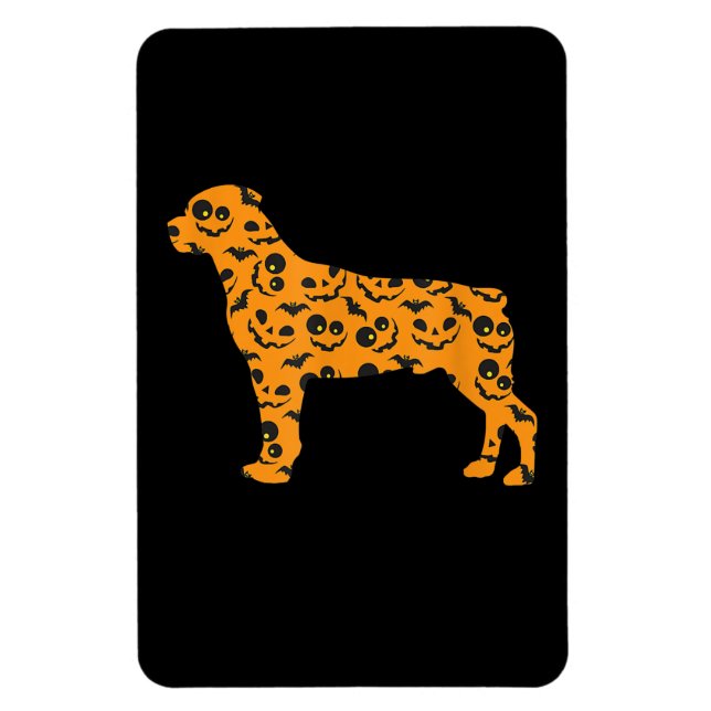 rottweiler pumpkin bat shape funny scary halloween magnet (Vertical)