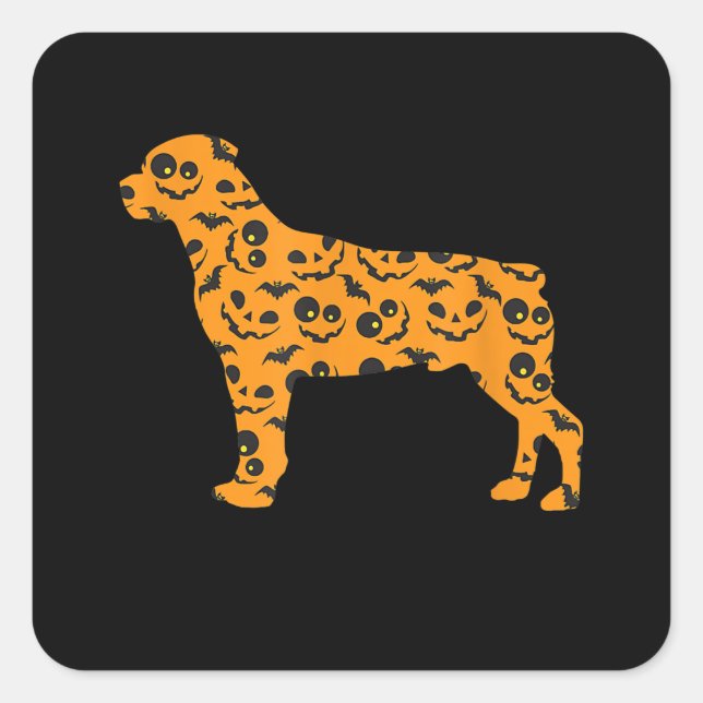 rottweiler pumpkin bat shape funny scary halloween square sticker (Front)