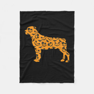 Rottweiler Pumpkin BatShaped Funny Scary Halloween Fleece Blanket
