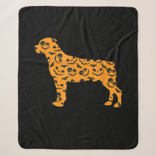 Rottweiler Pumpkin BatShaped Funny Scary Halloween Sherpa Blanket