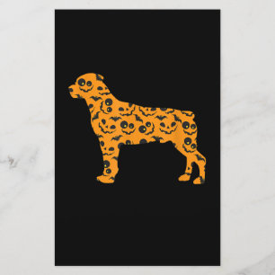Rottweiler Pumpkin BatShaped Funny Scary Halloween Stationery
