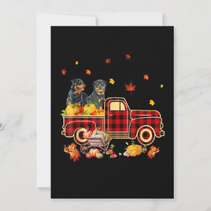 Rottweiler Pumpkin Truck Fall Leaf Thanksgiving Announcement