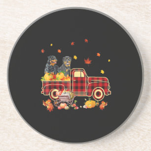 Rottweiler Pumpkin Truck Fall Leaf Thanksgiving Coaster