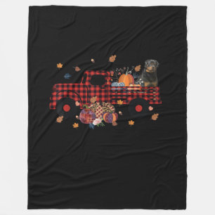 Rottweiler Pumpkin Truck Thanksgiving Halloween Fleece Blanket