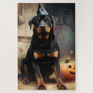 Rottweiler Pumpkins Halloween Scary  Jigsaw Puzzle