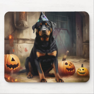 Rottweiler Pumpkins Halloween Scary Mouse Pad