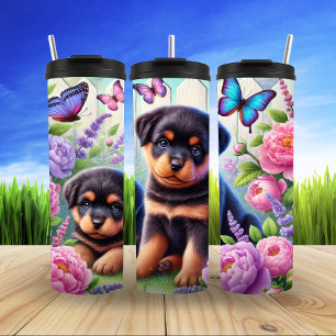 Rottweiler Puppies in Bloom Thermal Tumbler