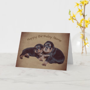 Rottweiler Puppies Personalised Birthday Card