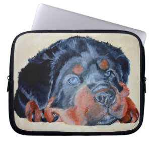Rottweiler Puppy Artistic Pet Portrait Laptop Sleeve