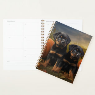 Rottweiler Puppy Autumn Delight Pumpkin Planner