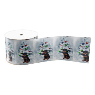 Rottweiler Puppy Christmas Grosgrain Ribbon