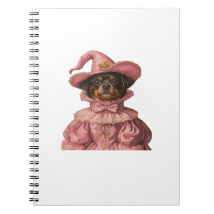 Rottweiler Puppy Dressed as a Pink Witch � Cute Ha Notebook
