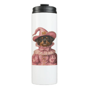 Rottweiler Puppy Dressed as a Pink Witch – Cute Ha Thermal Tumbler