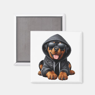 Rottweiler Puppy in Hooded Sweatshirt  Magnet