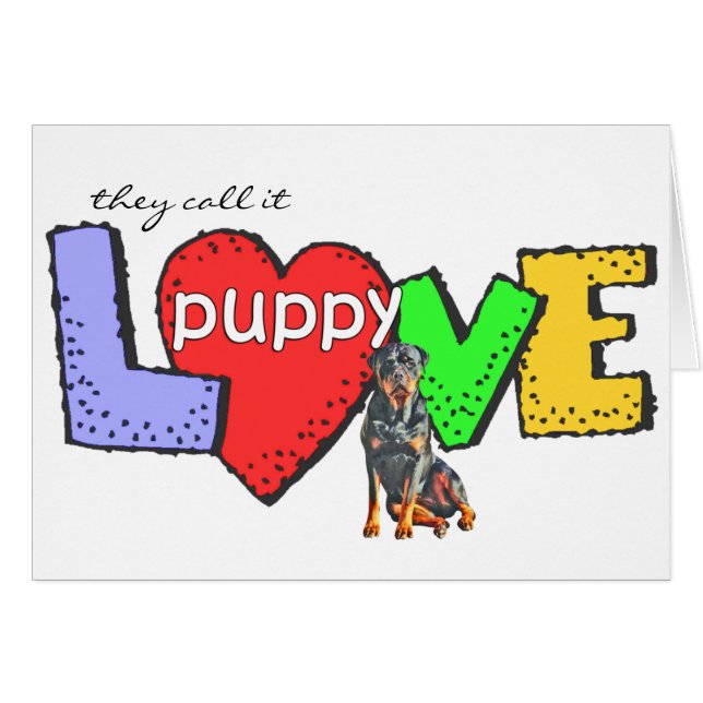 Rottweiler Puppy Love Card (Front Horizontal)
