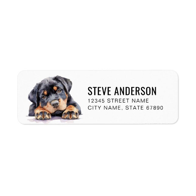 Rottweiler Puppy Return Address Labels (Front)