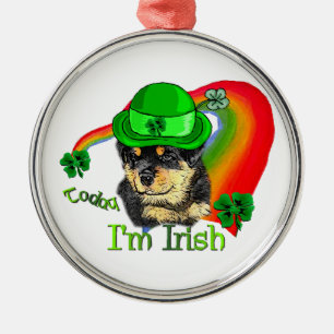 Rottweiler Puppy St Pattys Metal Tree Decoration