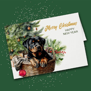 Rottweiler Puppy Wicker Basket Christmas Tree