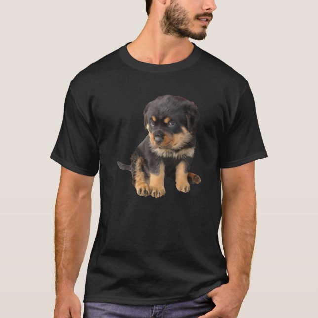 Rottweiler Puppy With Cute Expression Cut Out T-Shirt (Front)