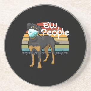 Rottweiler Puppy with Mask - People - Rottweiler Coaster