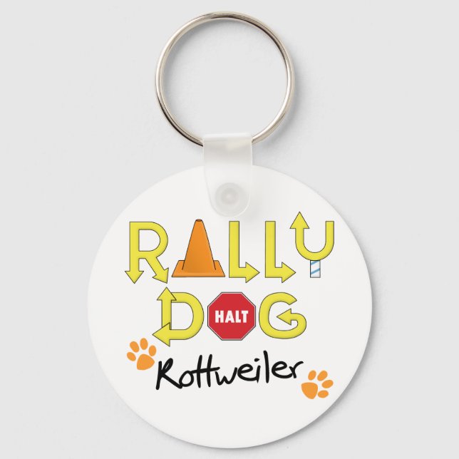 Rottweiler Rally Dog Key Ring (Front)