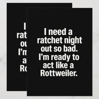 Rottweiler Ratchet Night Out Invitation Card