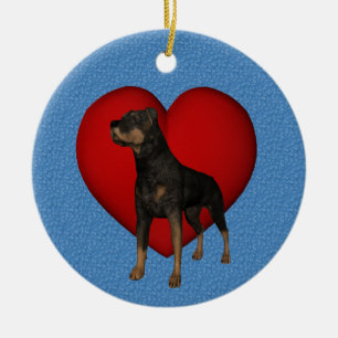 Rottweiler Red Heart Dog Ornament