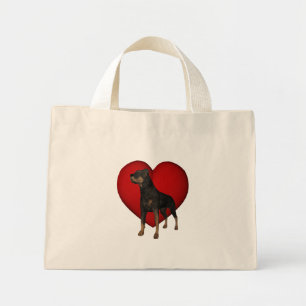 Rottweiler Red Heart Dog Tote Bag