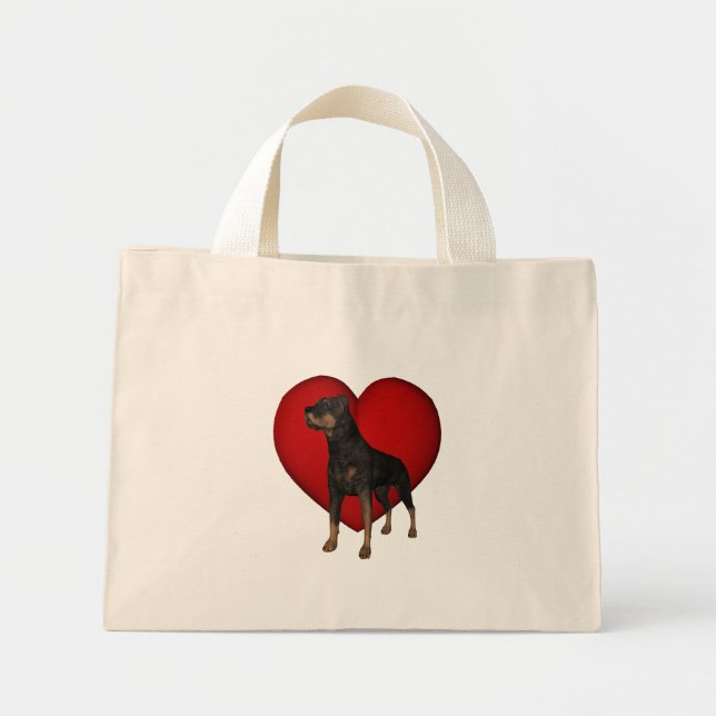 Rottweiler Red Heart Dog Tote Bag (Front)