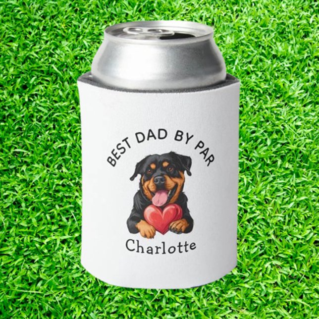 Rottweiler Red Heart Gift  Can Cooler (Delight Rottweiler lovers with heartfelt golf gifts that celebrate their favorite breed)
