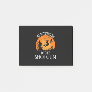 Rottweiler Rides Shotgun Dog Lover Halloween Party Post-it Notes