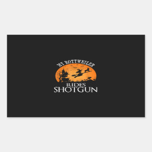 Rottweiler Rides Shotgun Dog Lover Halloween Party Rectangular Sticker