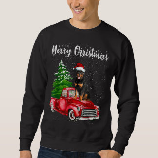 Rottweiler Riding Red Truck Merry Christmas Dog Lo Sweatshirt