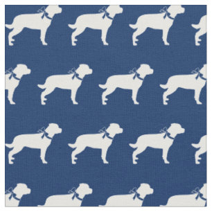 Rottweiler Rottie Dog Silhouette Pet Navy Blue Fabric