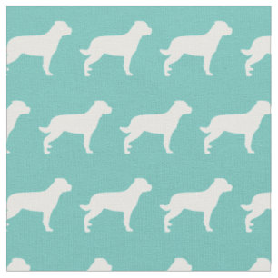 Rottweiler Rottie Dog Silhouette Pet Teal Fabric