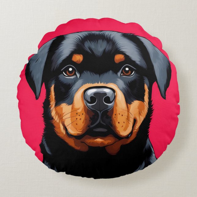Rottweiler Round Cushion (Front)