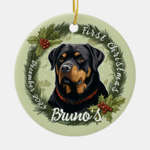 Rottweiler’s First Christmas Ceramic Ornament