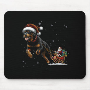 Rottweiler Santa Christmas Tree Lights Ugly Pajama Mouse Pad
