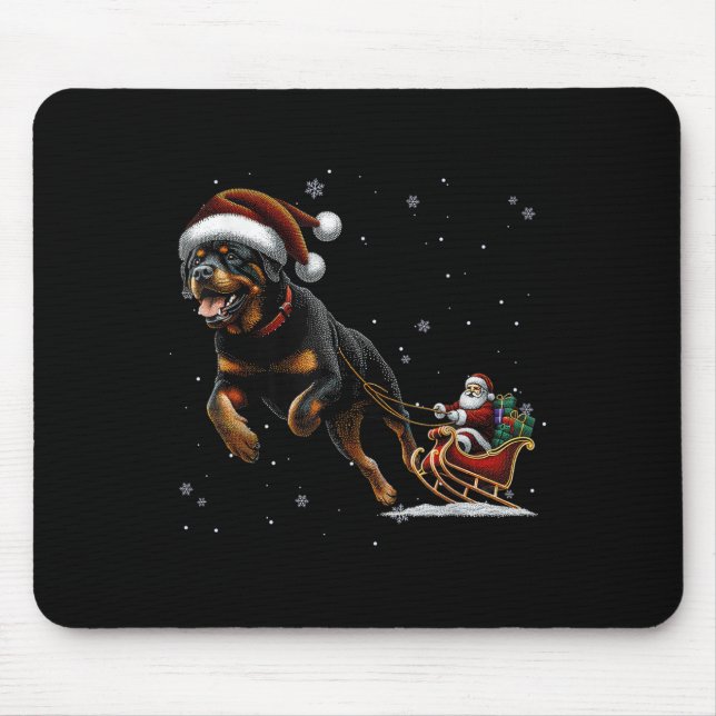 Rottweiler Santa Christmas Tree Lights Ugly Pajama Mouse Pad (Front)