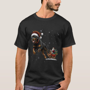 Rottweiler Santa Christmas Tree Lights Ugly Pajama T-Shirt