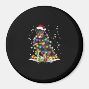 Rottweiler Santa Christmas Tree Lights Xmas Magnet