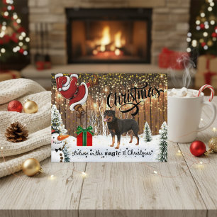 Rottweiler Santa Gift Christmas Holiday Postcard 