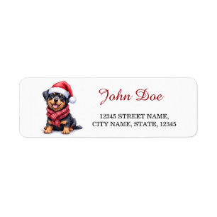 Rottweiler Santa Hat Christmas Return Address Label